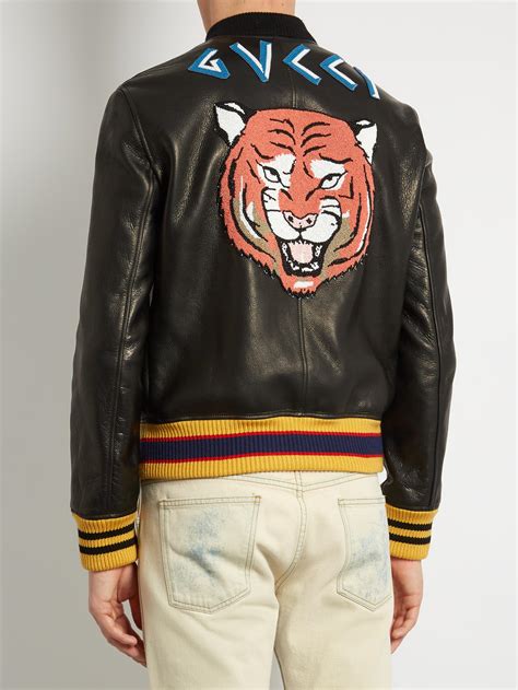 gucci tiger jacket leather|Gucci tiger collection.